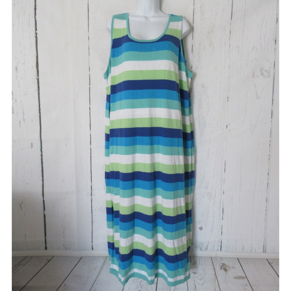 New Attitudes by Renee Dress 3X Maxi Sweater Stripe Sleeveless Plus Size Beachy